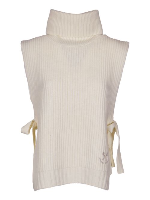 Beige fisherman's knitted vest with embroidered Golden Goose logo GOLDEN GOOSE | GUP01989P00170811560